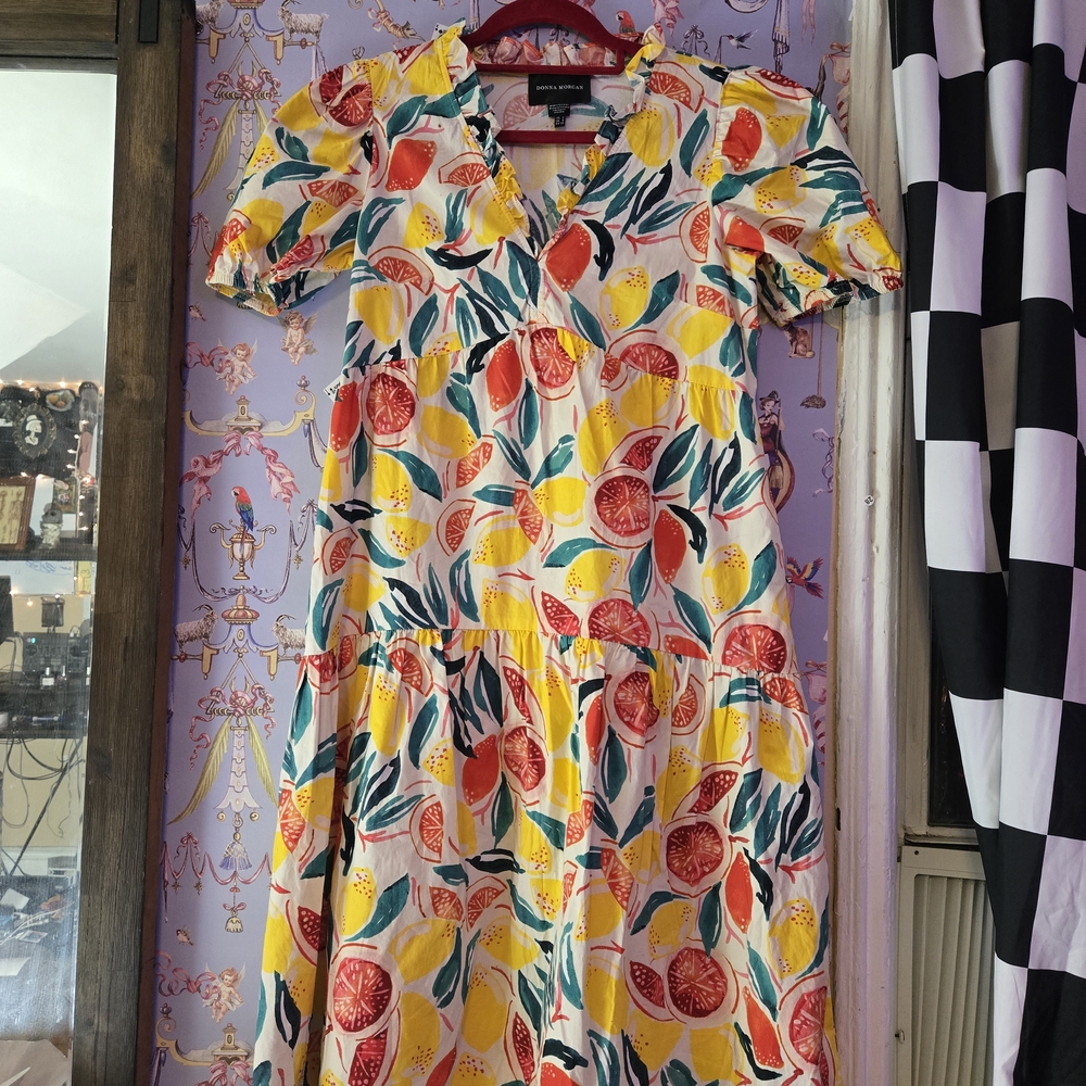 Donna Morgan Citrus Print Midi Dress